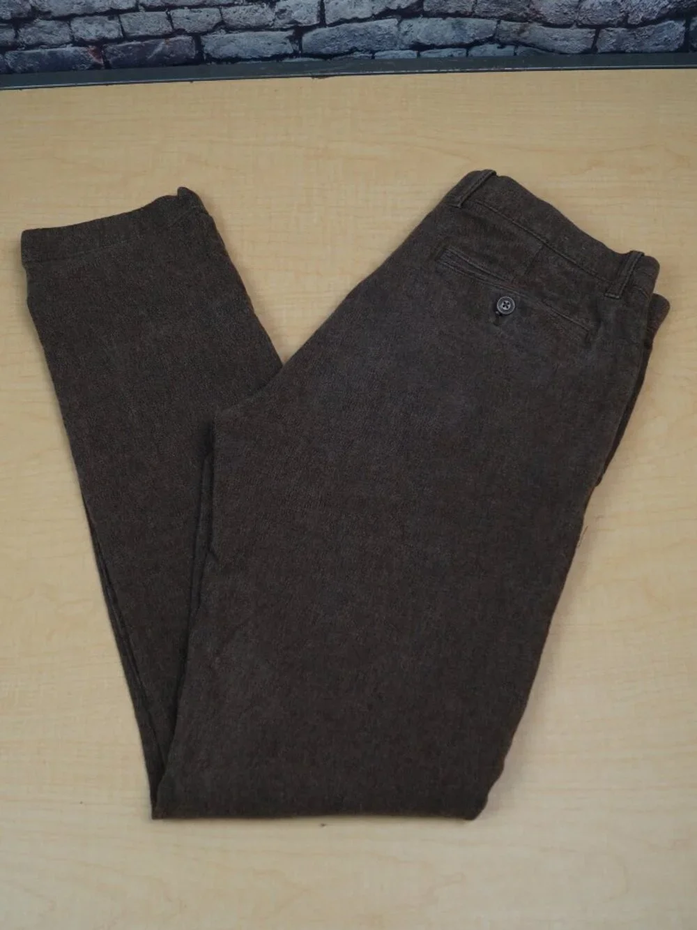 J Crew Stretch 484 Slim Stretch Chino Pants Brown Chambray Straight Mens 32 x 32